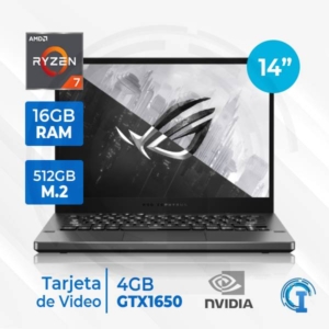 LAPTOP ASUS G14  RYZEN 7  8GB 512GB SSD T. VIDEO GTX 1650 4GB 14" FHD